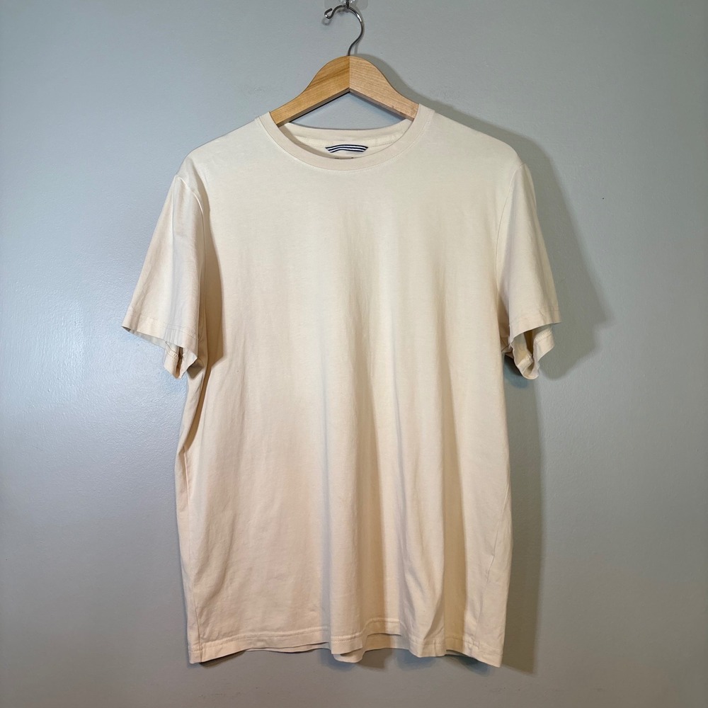 Porter & Ash Performance Tee Mens XL Cream Off-White Cotton Stretch Crewneck Tee